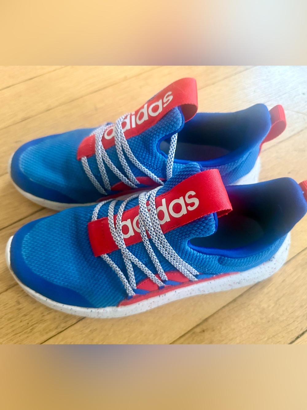 Adidas Kids Bright Blue and Red Slip-On Light Racer Adapt 5.0 Sneakers